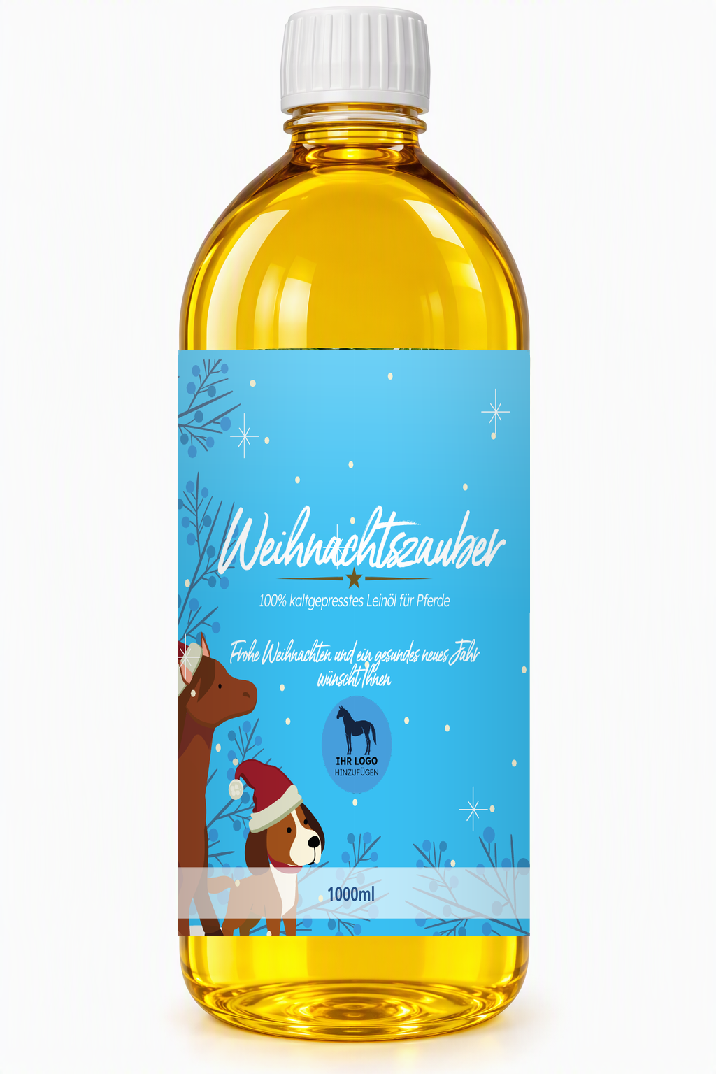Leinöl mit Weihnachtslabel